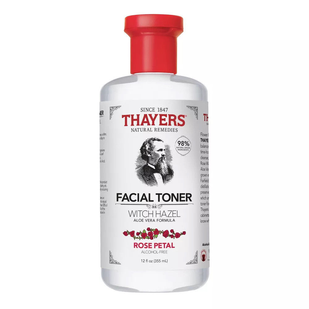 Thayers Rose Petal Witch Hazel With Aloe Vera Formula Alcohol Free Toner, 12 Oz